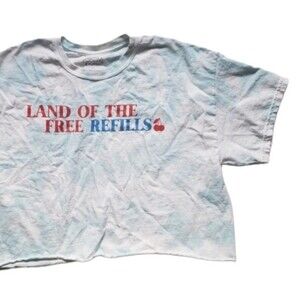 4th of July 'Land of the Free Refills' Crop Tee - XL